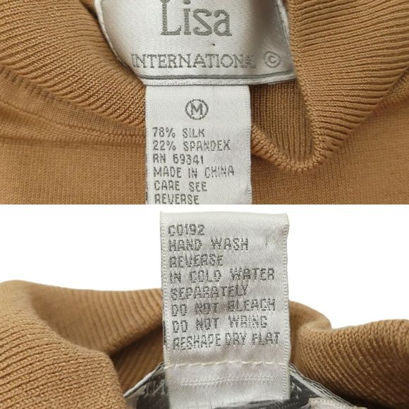 Lisa International Wool Vest Mock Neck Knit Top Set M Faux Fur Trim Brown Tan - Picture 11 of 16